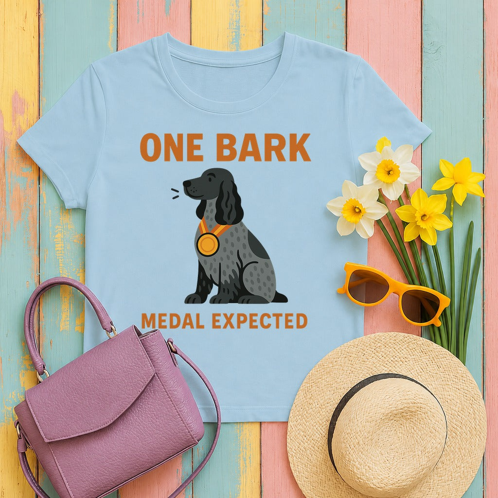 English Cocker One Bark Tee in Light Blue