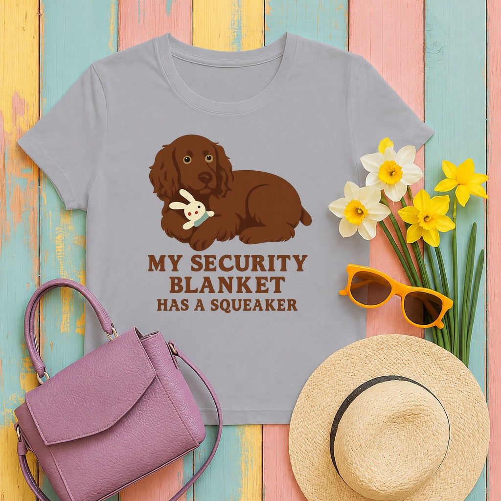 Boykin Spaniel Security Blanket Has a Squeaker T-shirt in Athletic Heather
