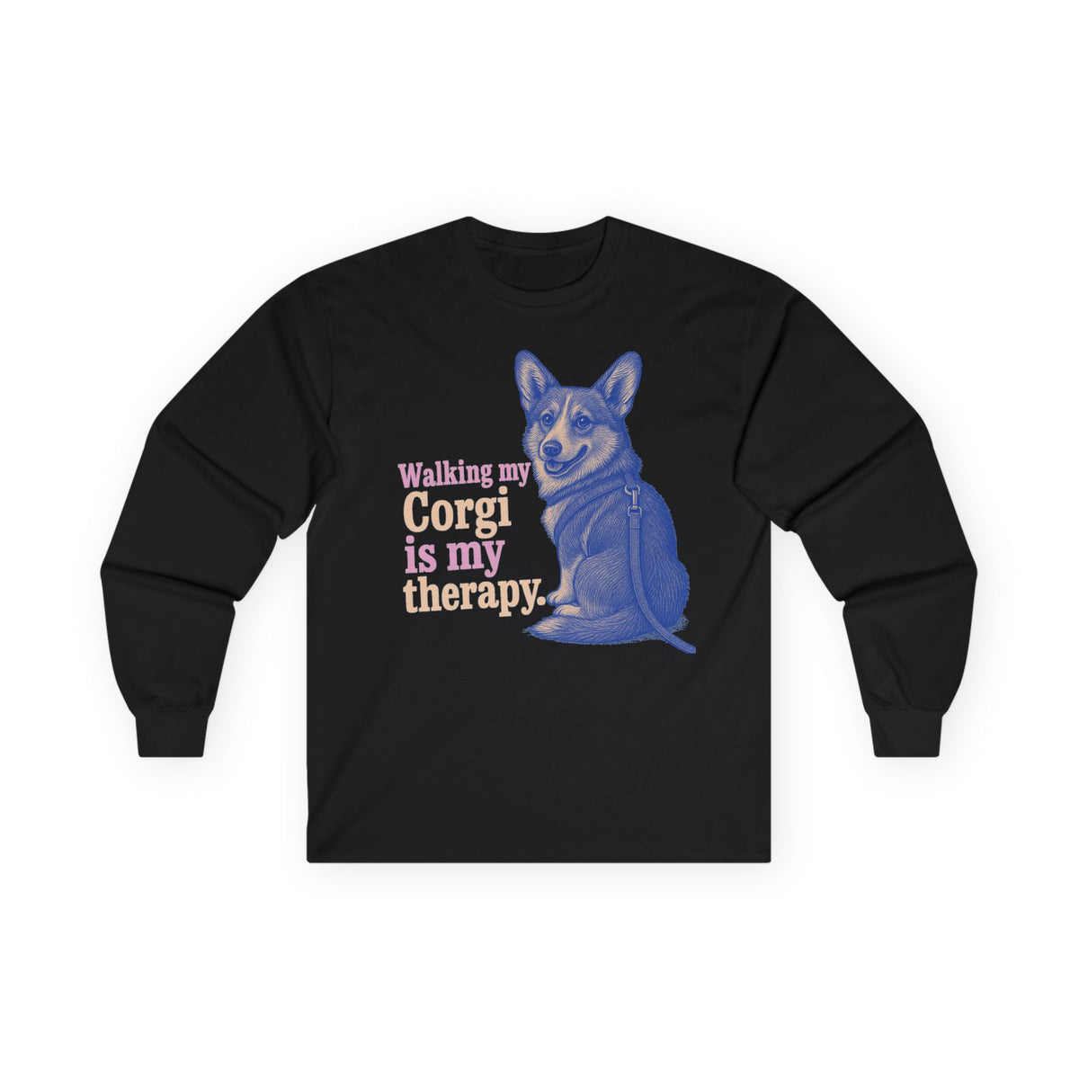 The Corgi Therapy Long Sleeve Tee in Black