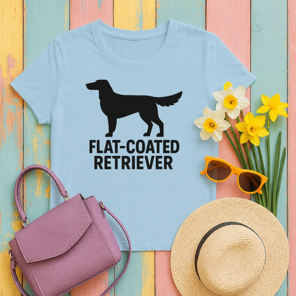 Flat-Coated Retriever Silhouette Tee in Light Blue
