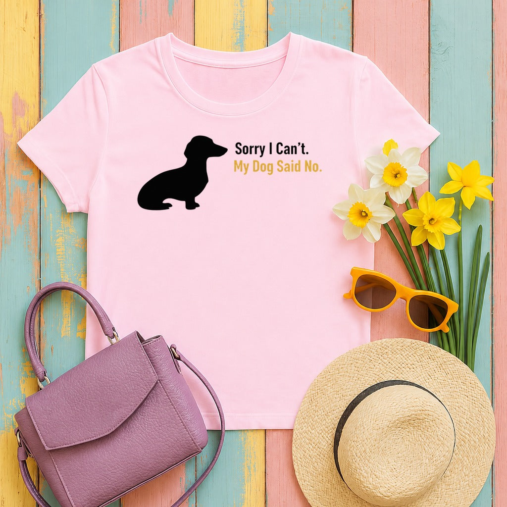 Sorry I Cant Dachshund Lover T-Shirt in Light Pink