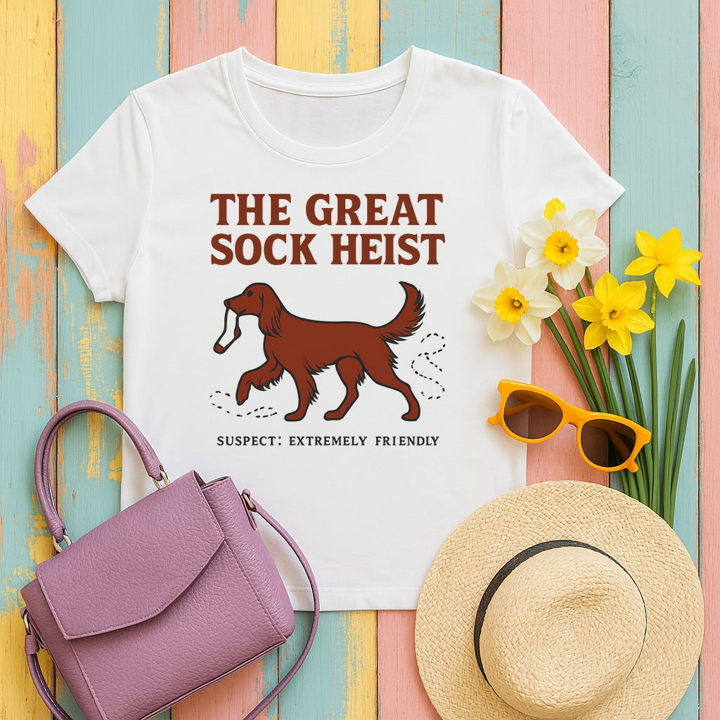 Irish Setter Great Sock Heist T-shirt in White