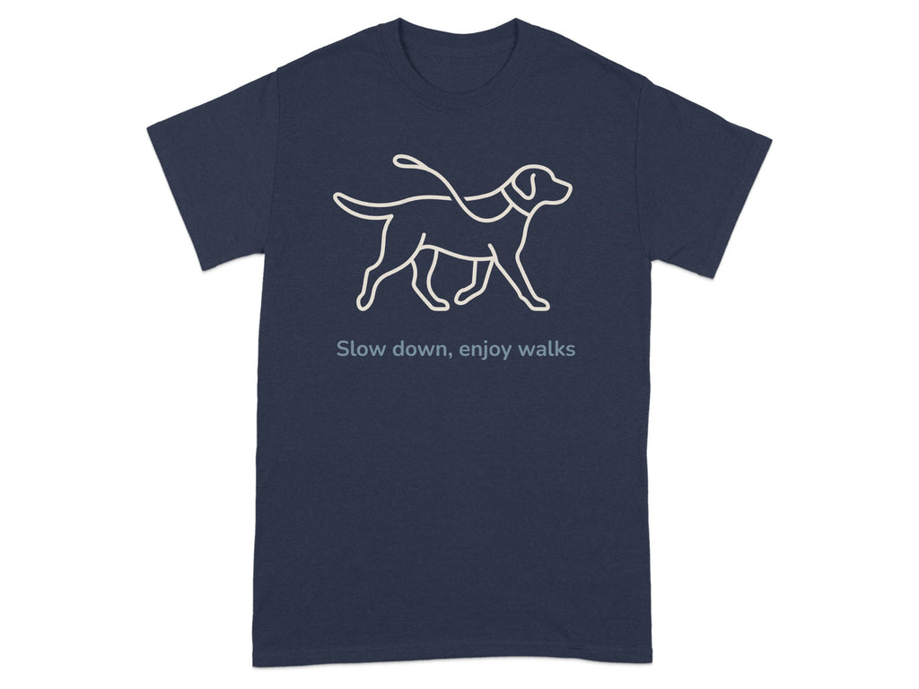 Slow down enjoy walks dog graphic t-shirt