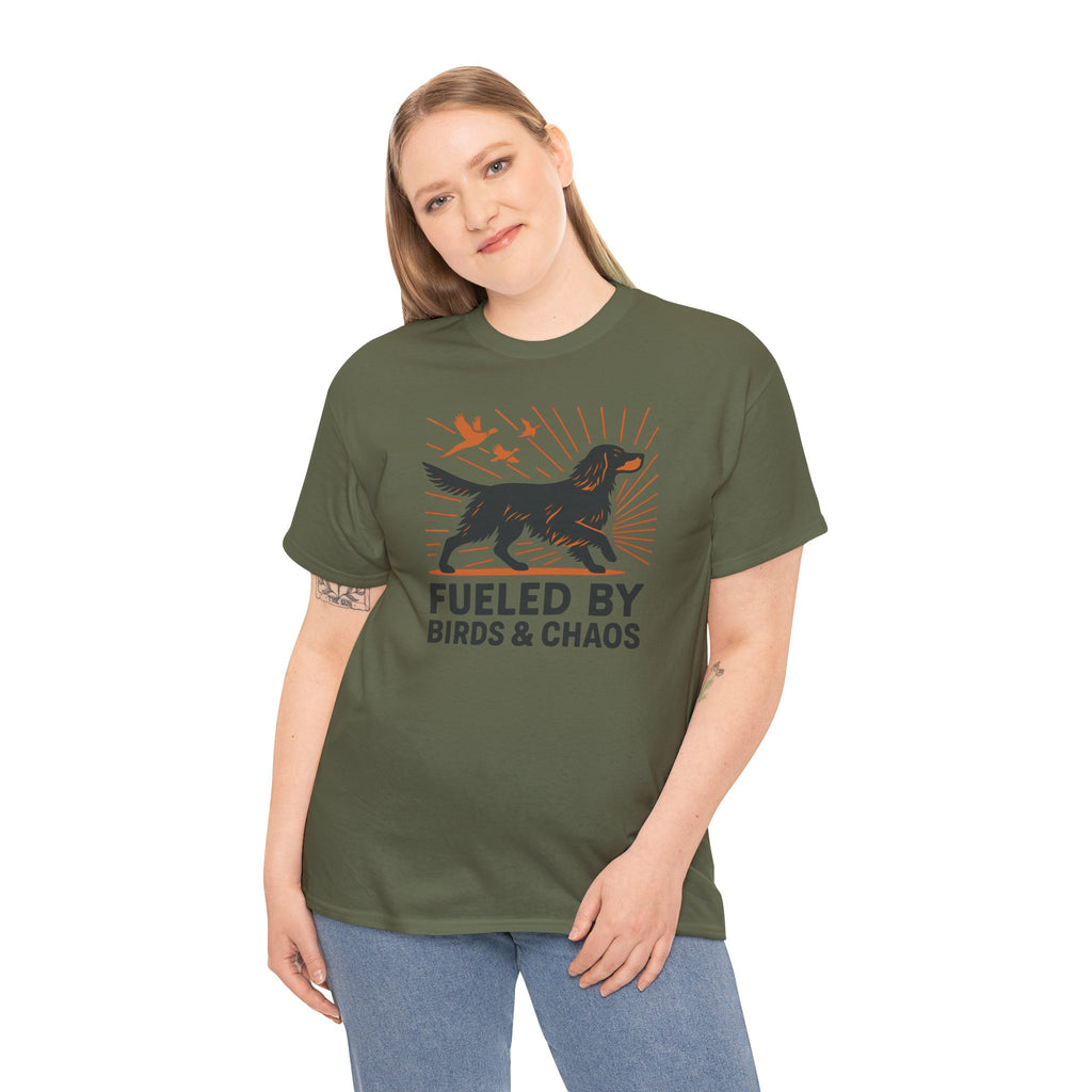 Graphic Tee: Gordon Setter "Fueled by Birds and Chaos" T-shirt