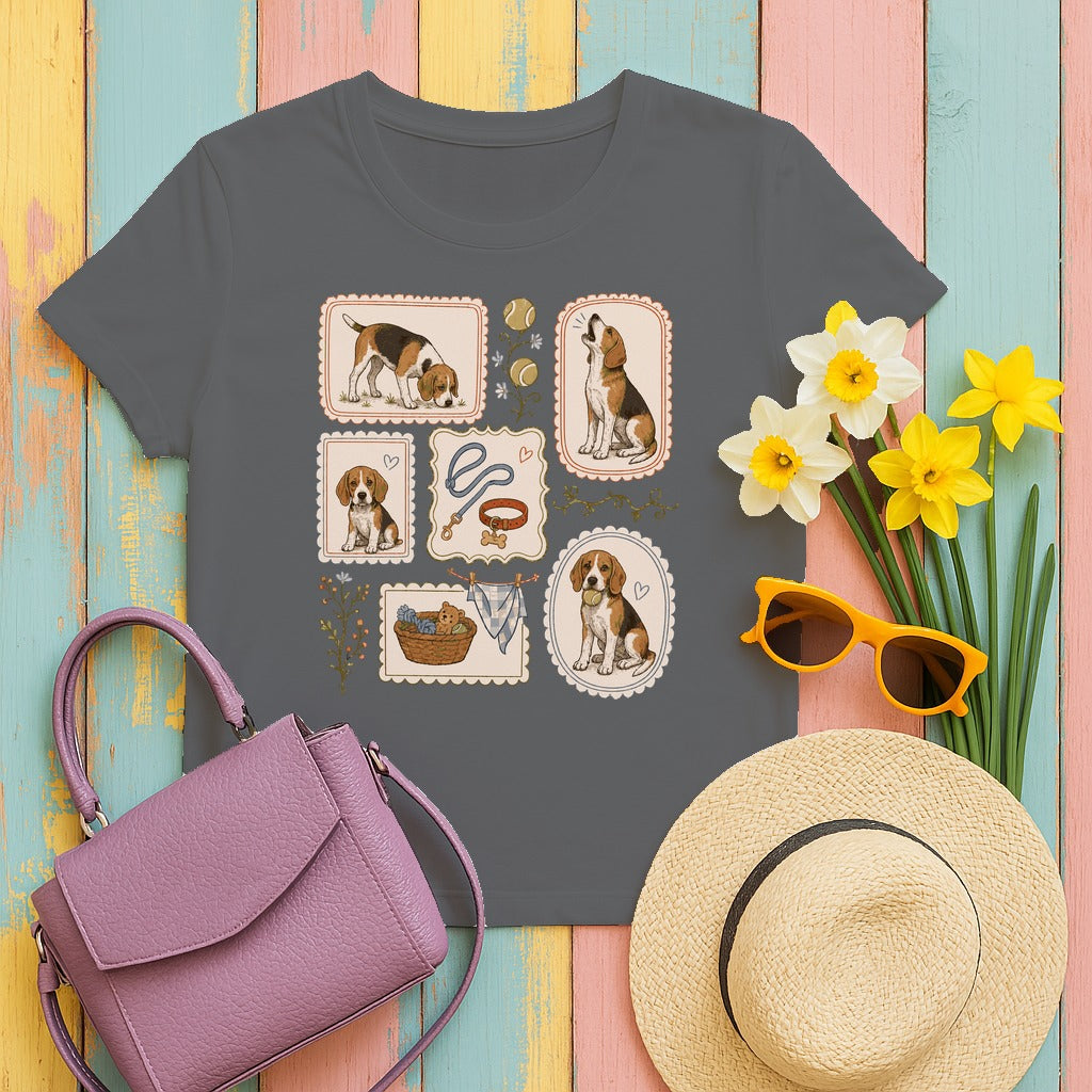 Vintage Beagle Charm T-Shirt in Graphite Heather