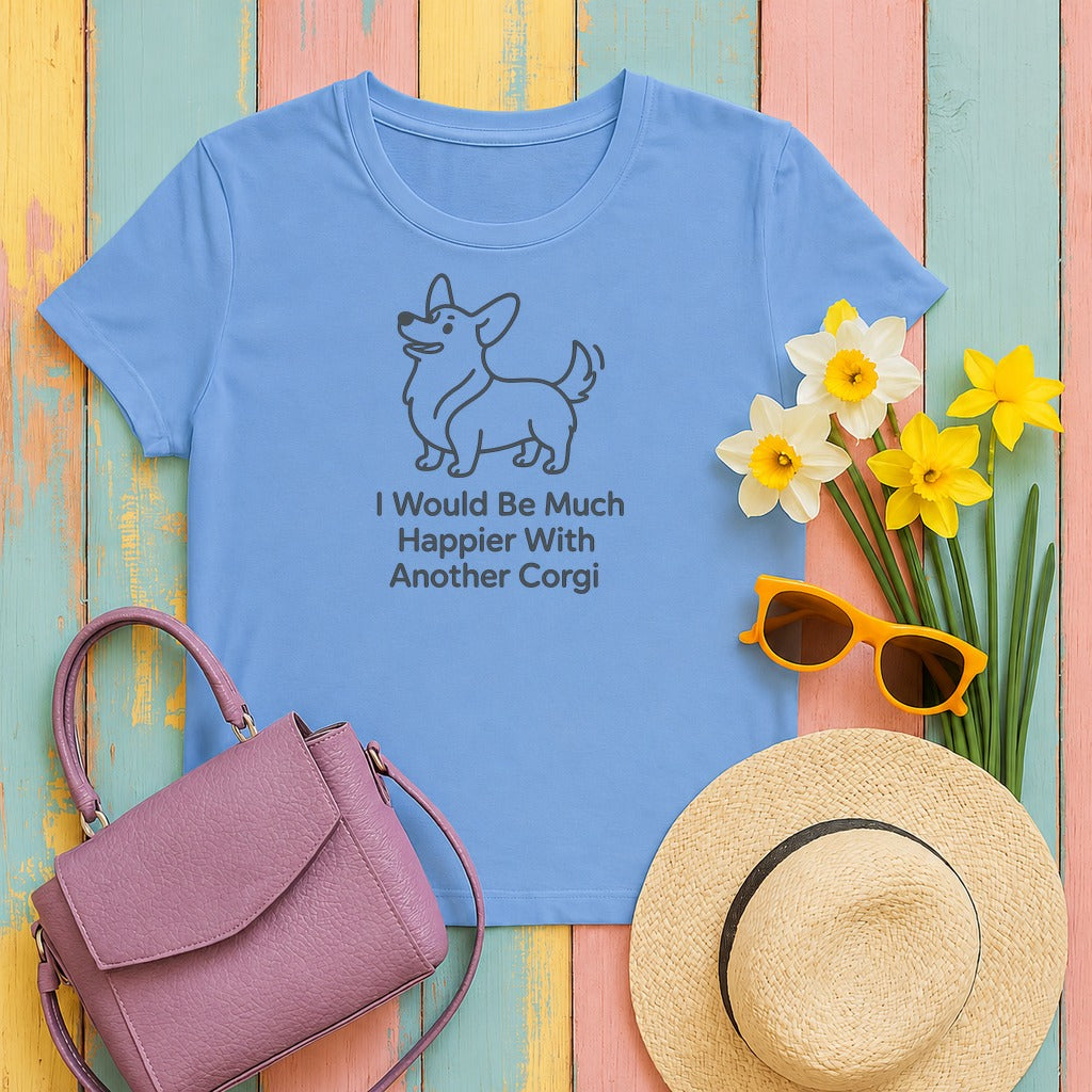 Corgi Happiness Wish T-Shirt in Carolina Blue
