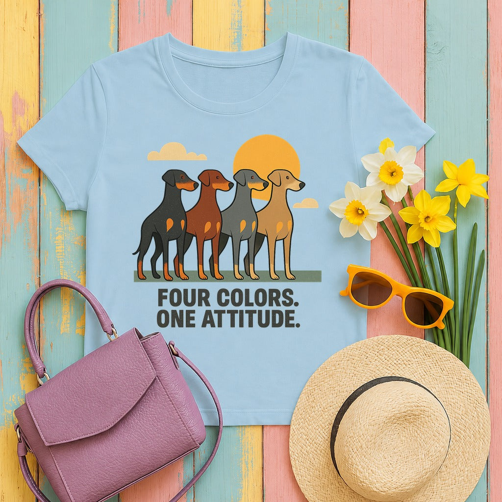 Doberman Four Colors One Attitude Tee in Light Blue