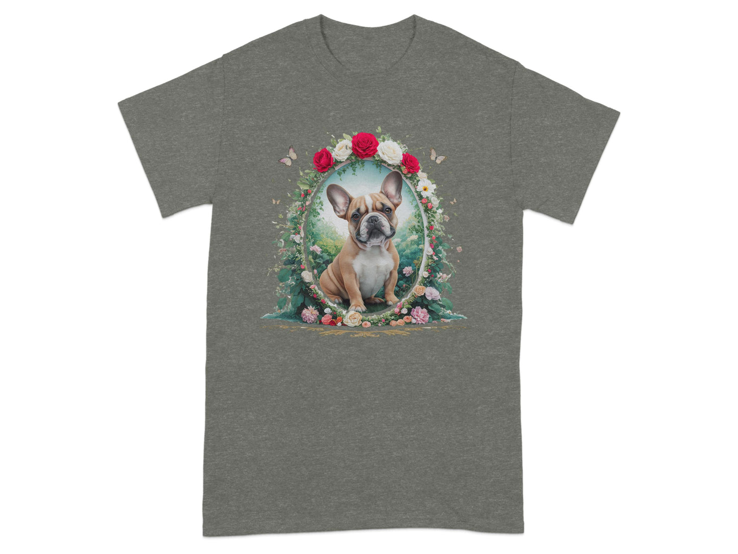 Adorable French Bulldog Floral Design T-Shirt product
