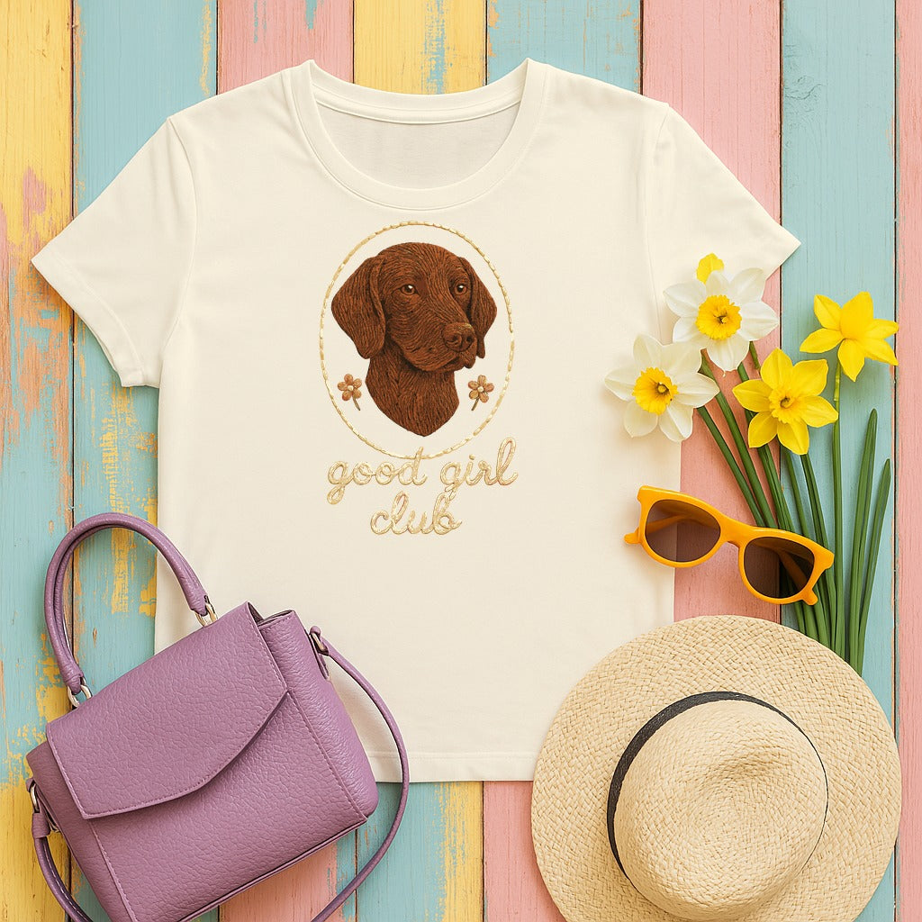 German Shorthaired Pointer Good Girl Club Tee flat lay hero