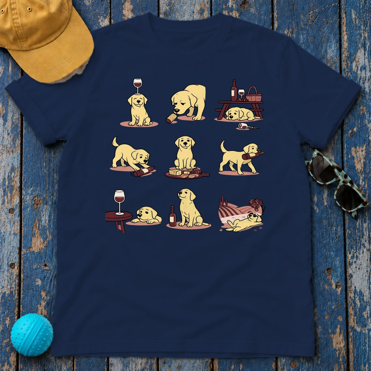 Paws & Pours Labrador Humor T-Shirt in Navy