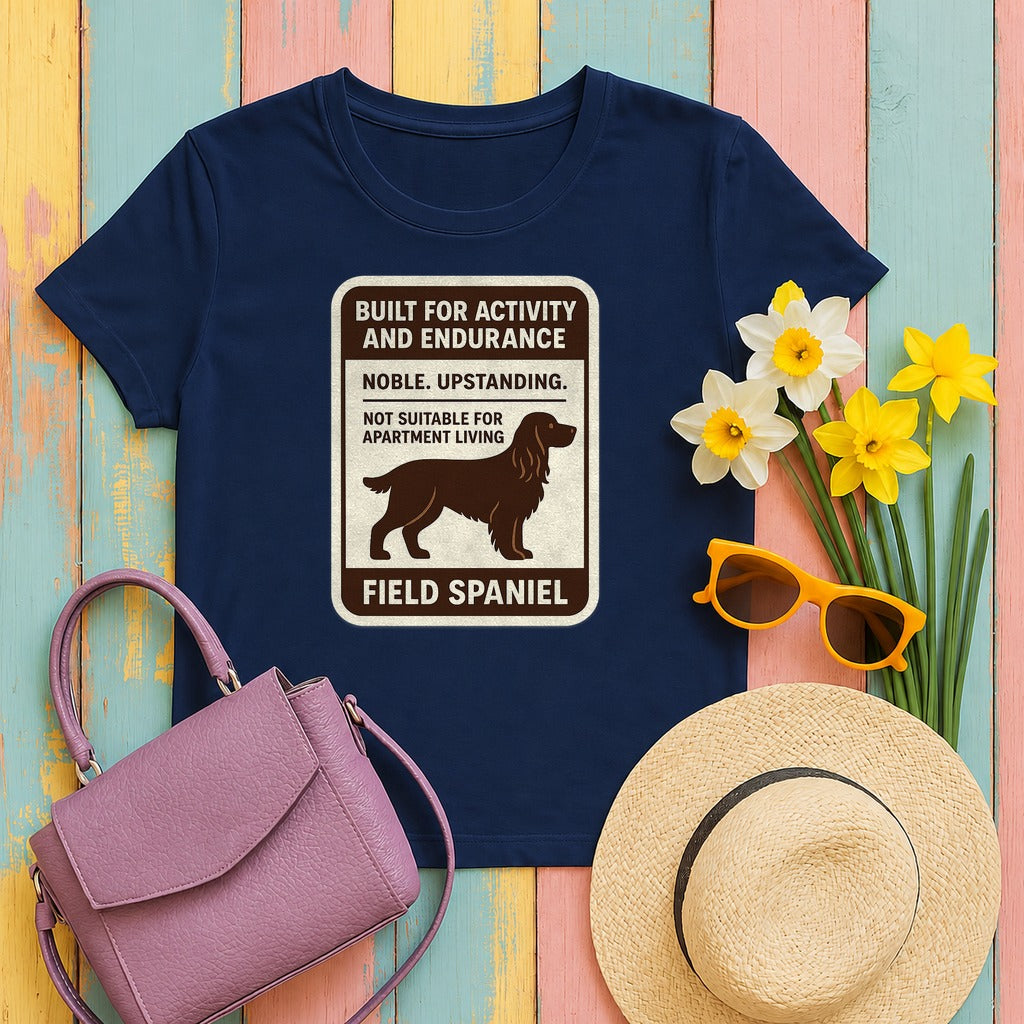 Field Spaniel Built For Activity And Endurance Tee in Navy
