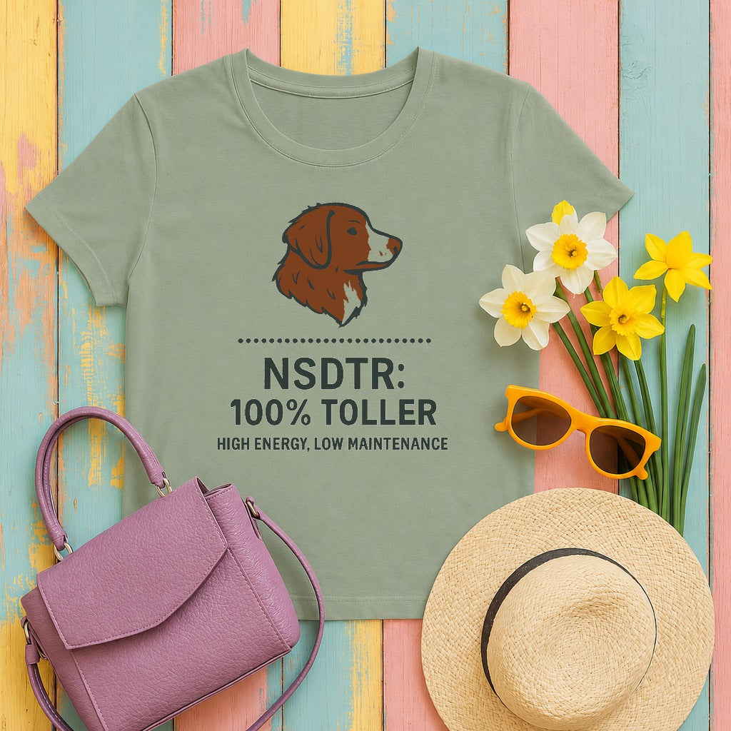 Nova Scotia Duck Tolling Retriever NSDTR Spec Label T-shirt in Sage