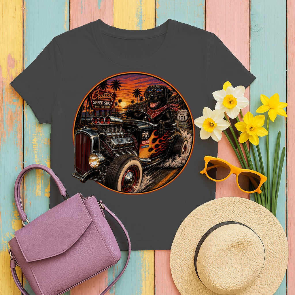 Hot Rod Labrador Retriever T-Shirt in Dark Heather