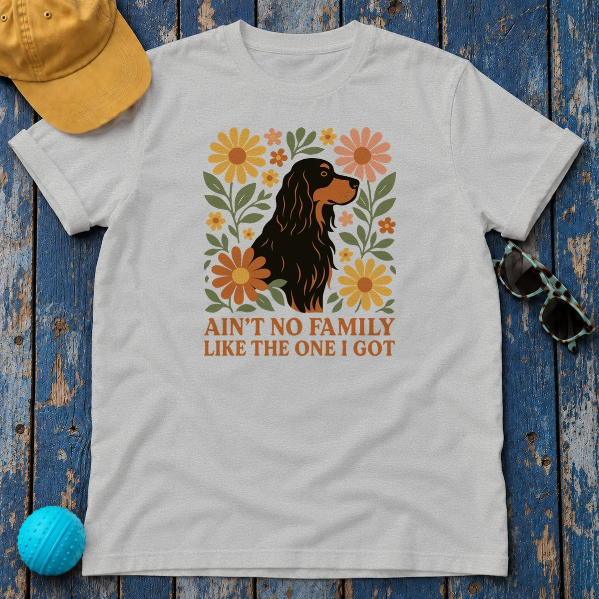 Ain't No Family Like the One I Got Dog Gordon Setter T-Shirt in Sport Grey