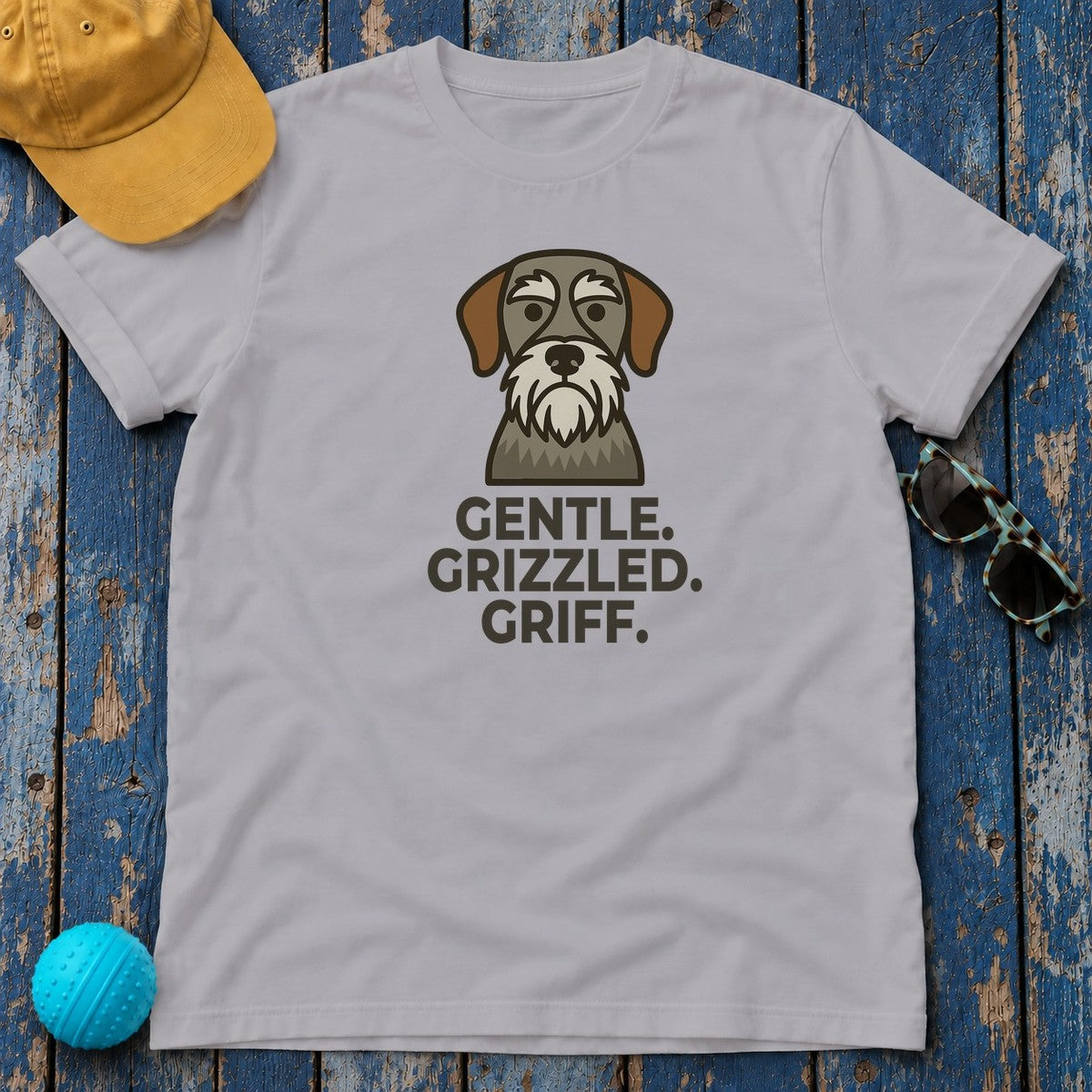 Gentle. Grizzled. Griff. Wirehaired Pointing Griffon T-Shirt in Athletic Heather