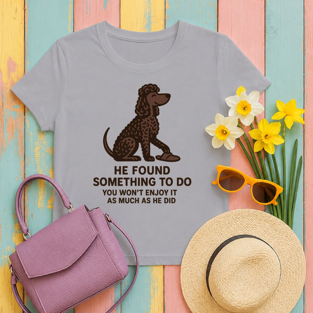 Irish Water Spaniel He Found Something To Do Tee in Athletic Heather