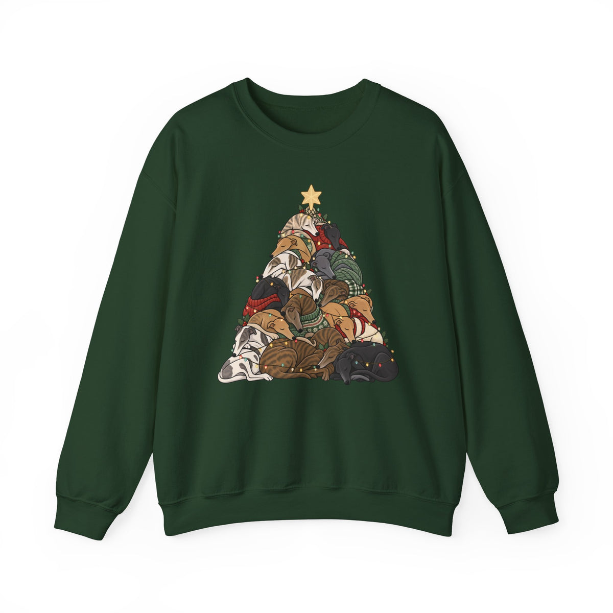 Greyhound Christmas Tree sweatshirt in Forest Green