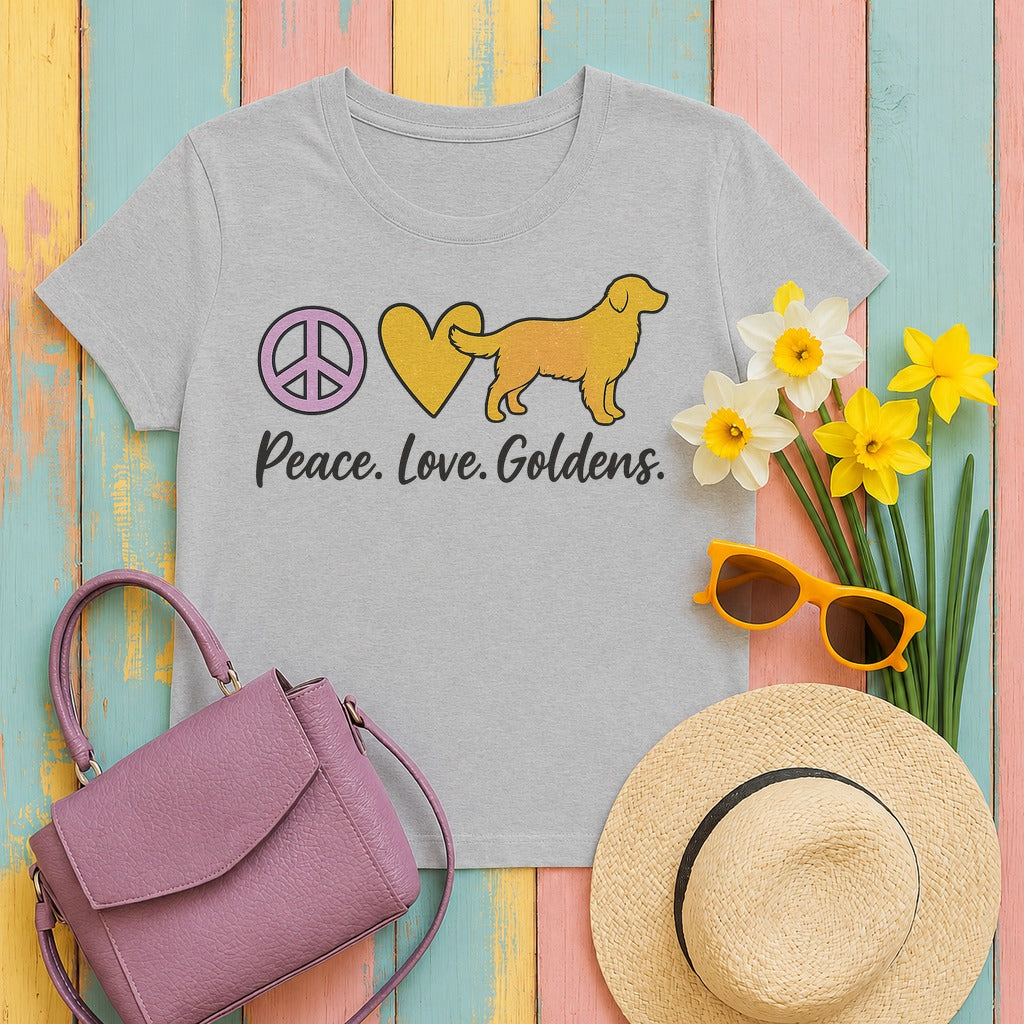 Peace Love Goldens T-Shirt in Sport Grey