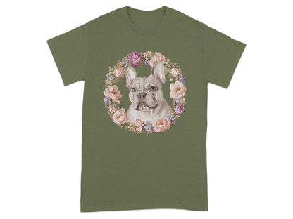 Floral Wreath French Bulldog Print Graphic T-shirt product