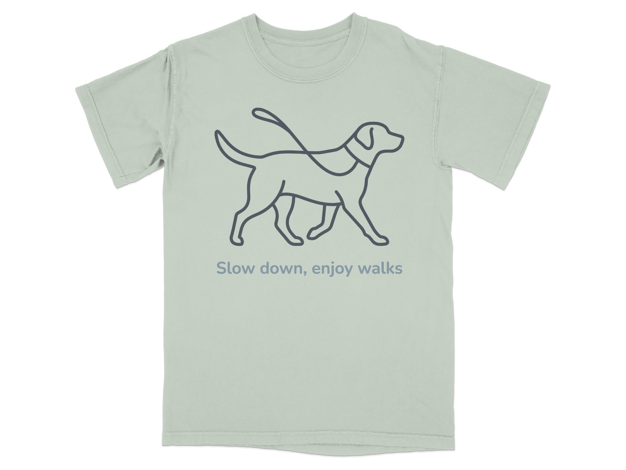 Slow down enjoy walks dog graphic T-shirt product