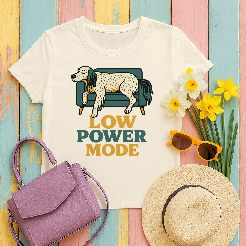 English Setter Low Power Mode Tee in Natural
