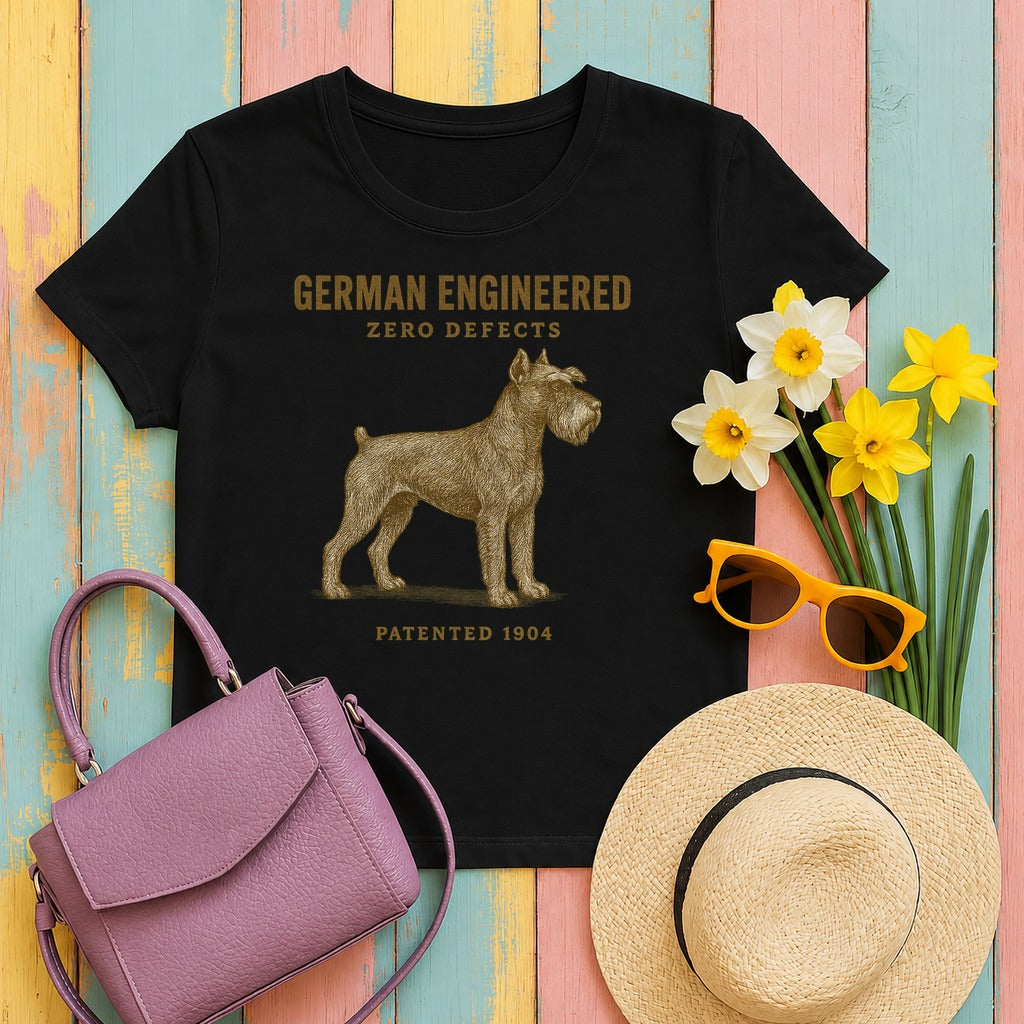 German Engineered Zero Defects Schnauzer T-Shirt in Black