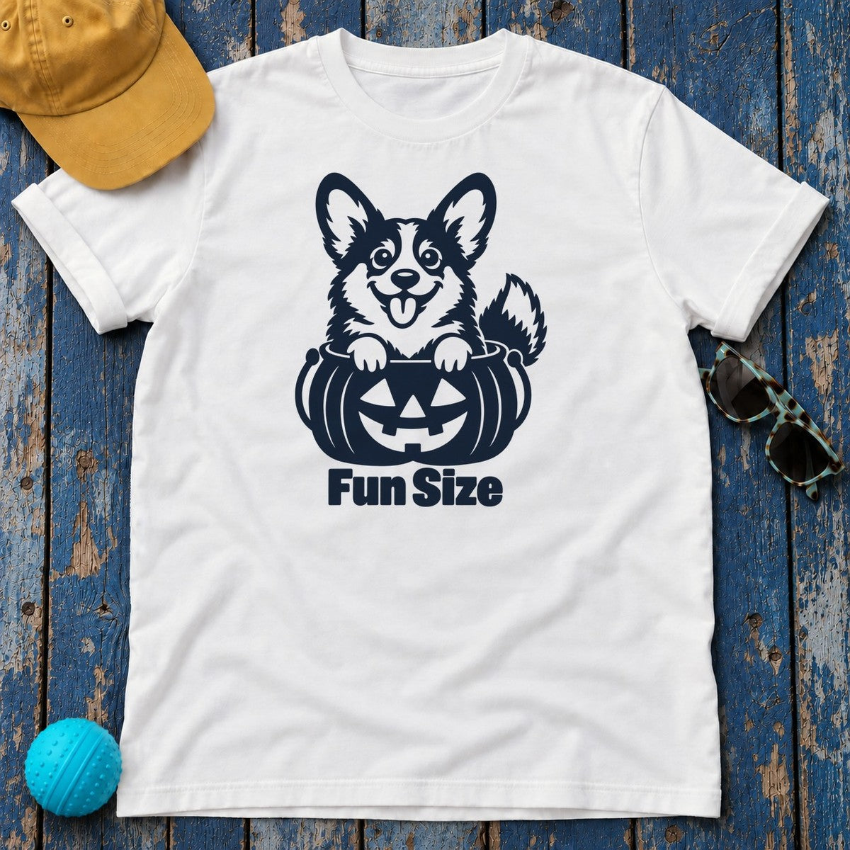 Fun Size Corgi Halloween T-Shirt — White