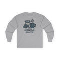 Powered By Schnauzer & Coffee Long Sleeve Tee in Sport Grey