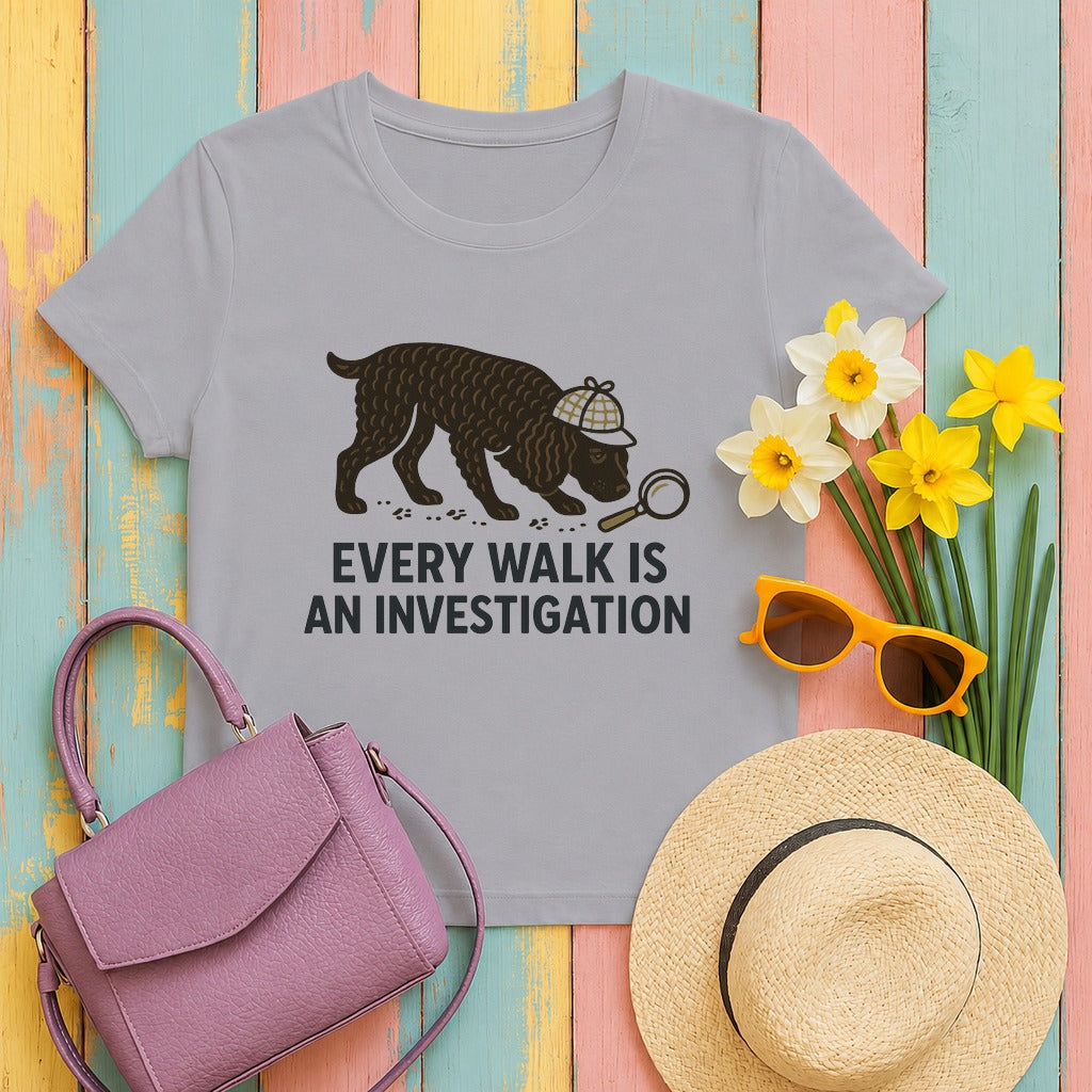 American Water Spaniel every walk investigation tee flat lay