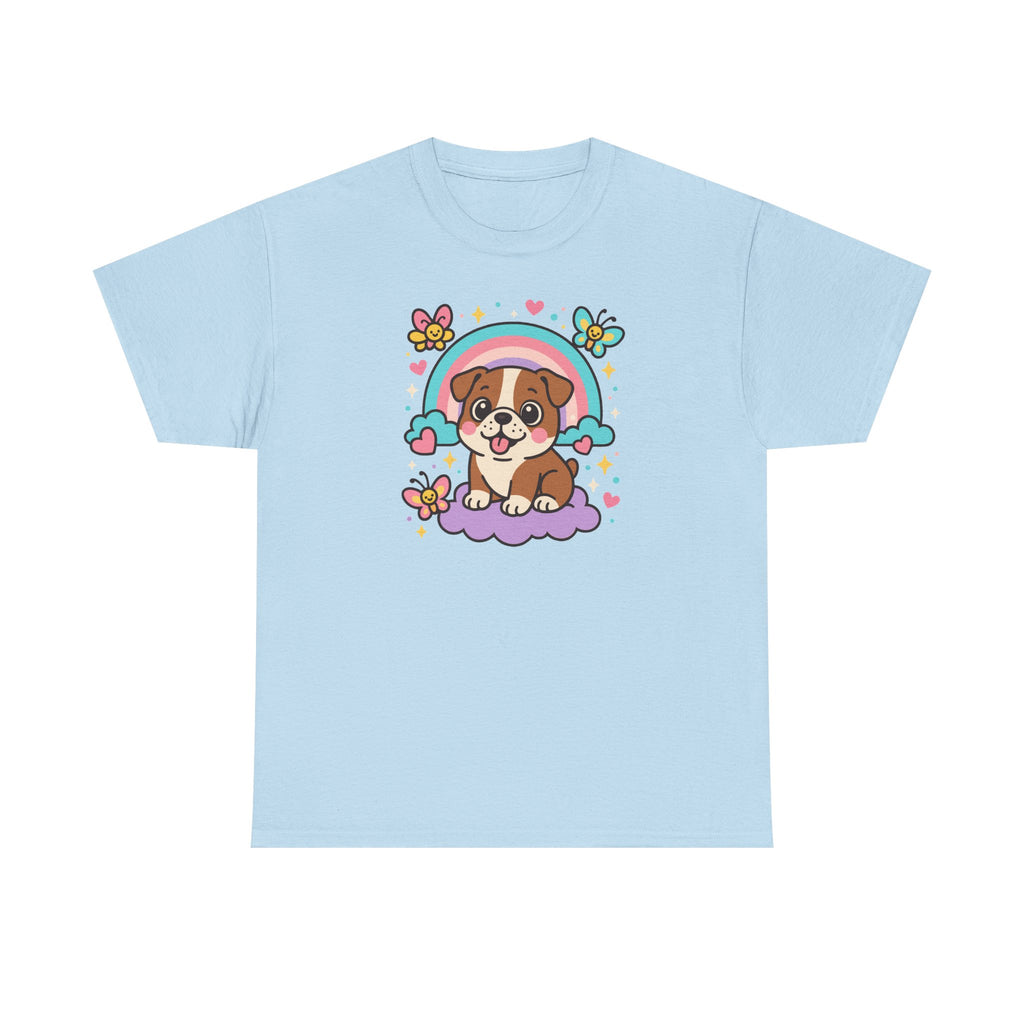 Adorable English Bulldog with Rainbow T-Shirt