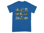 Illustration of beagle dogs in various outdoor activities with animals and birds.