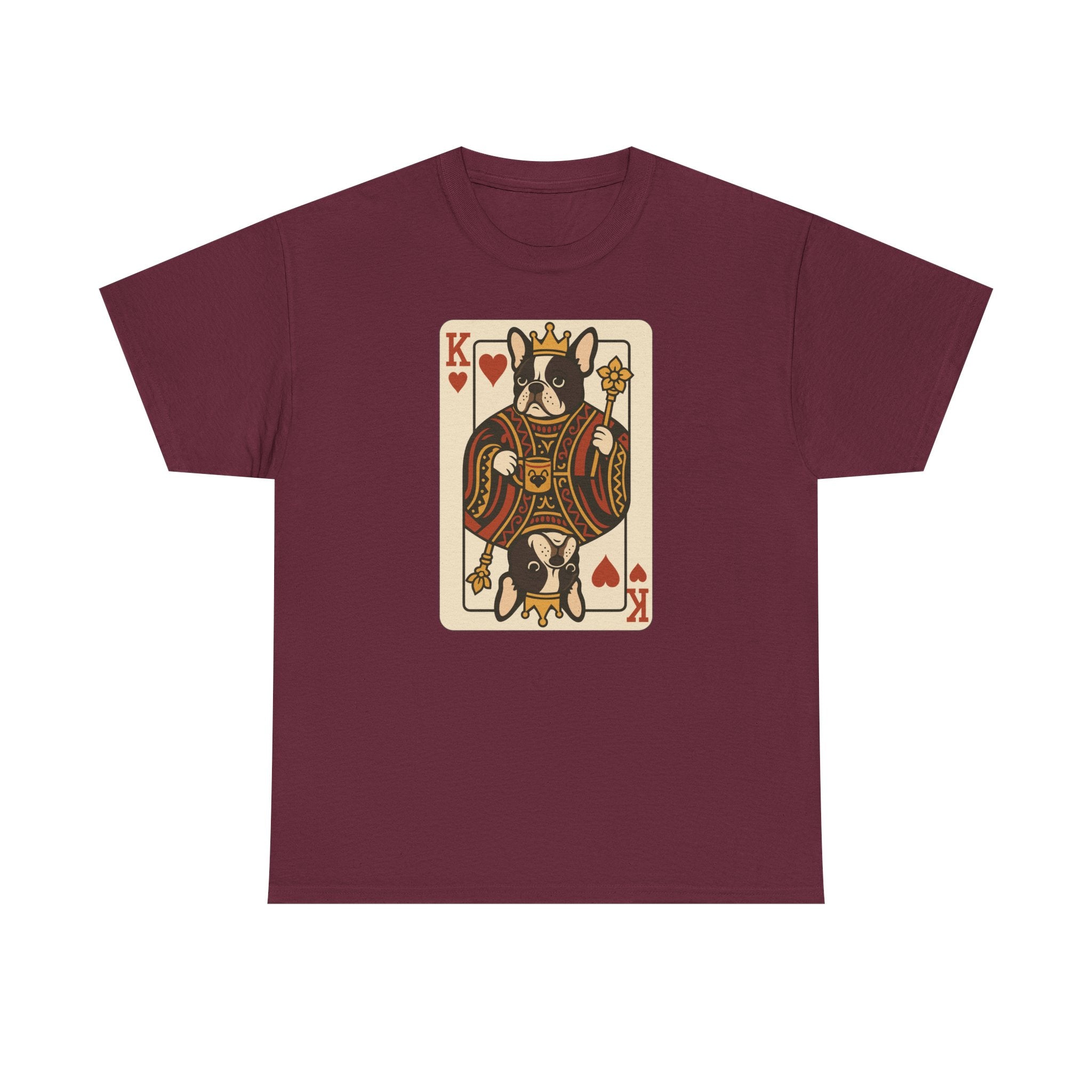 King Of Hearts French Bulldog Playing Card Funny Unique Design T-Shirt