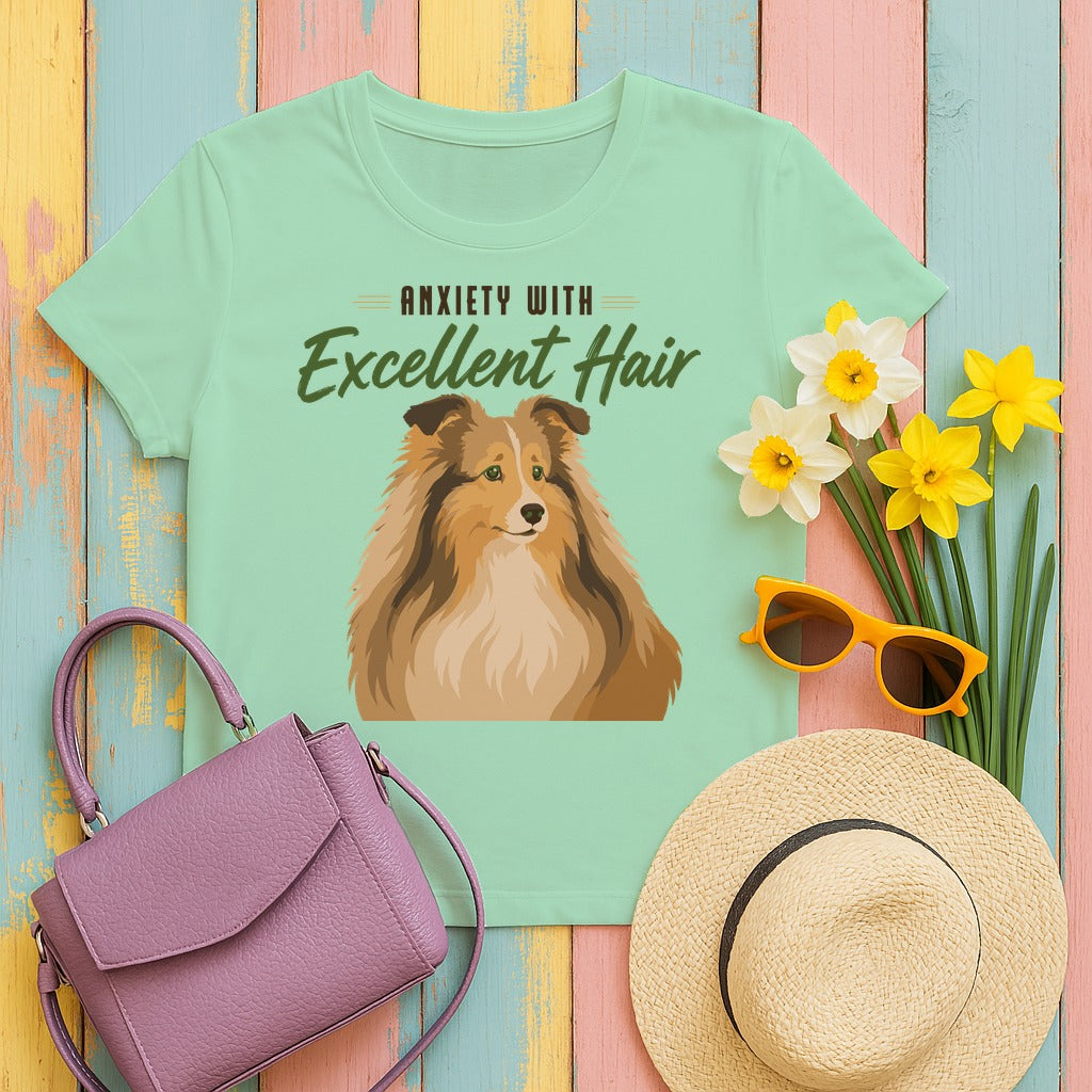 Sheltie Excellent Hair T-Shirt in Mint Green