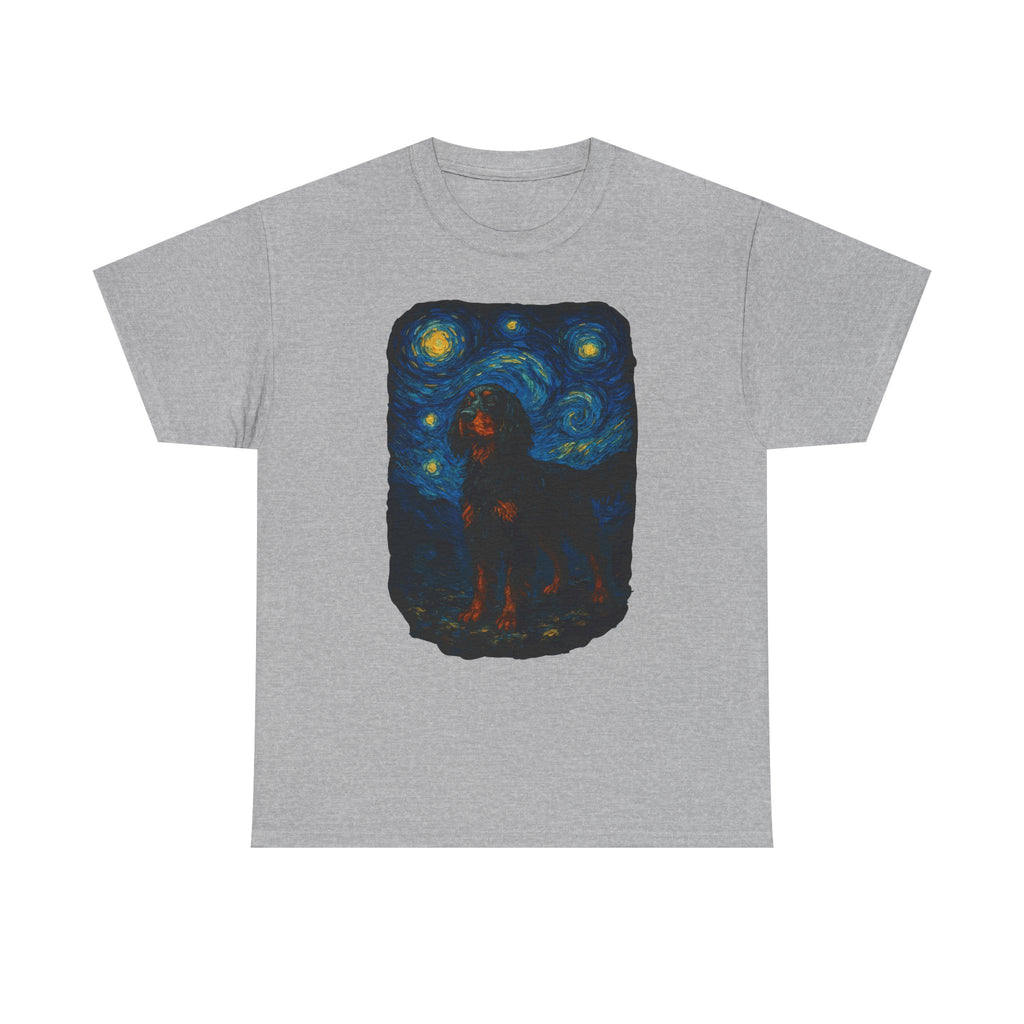 Gordon Setter With Starry Night Van Gogh Style Artwork T-Shirt