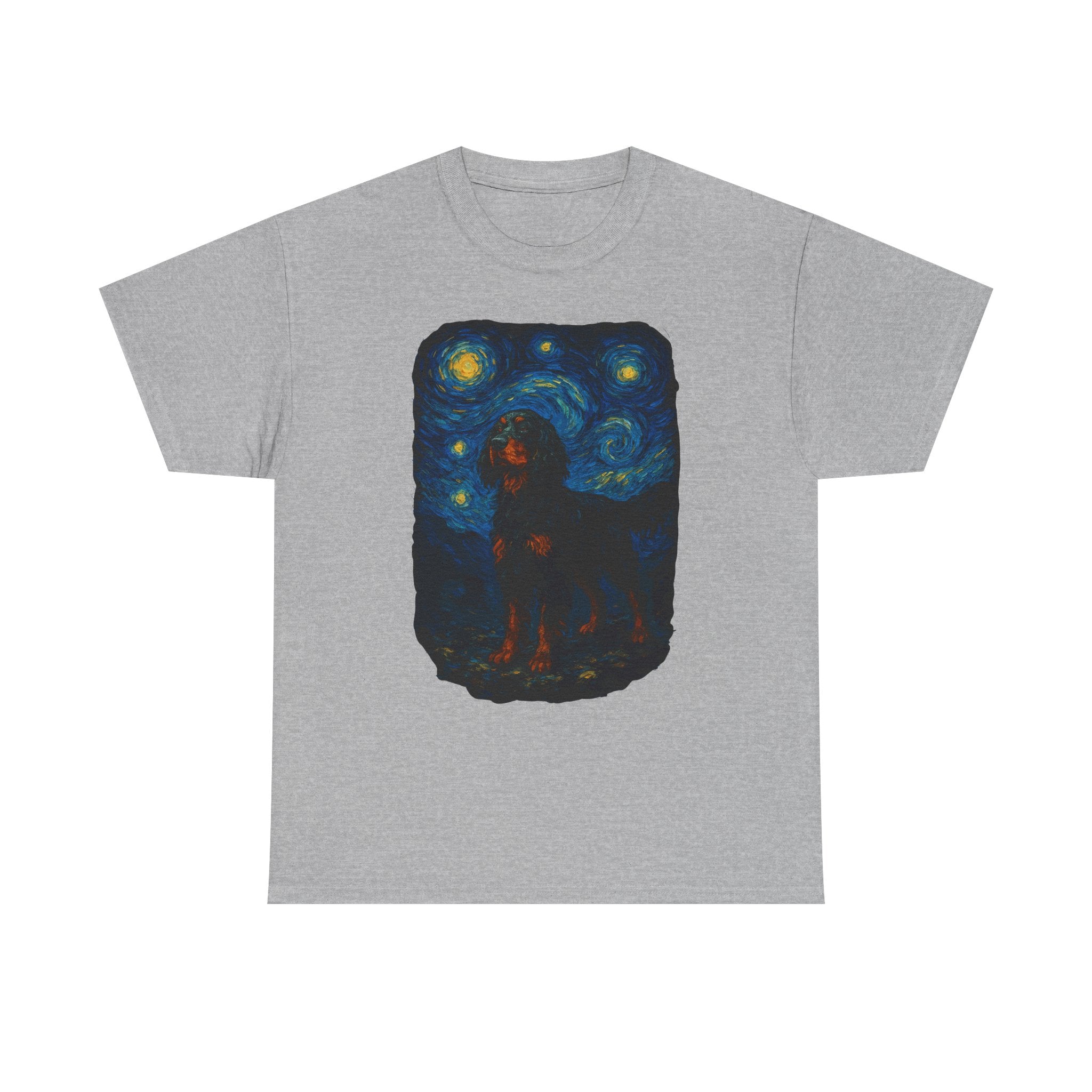 Gordon Setter With Starry Night Van Gogh Style Artwork T-Shirt