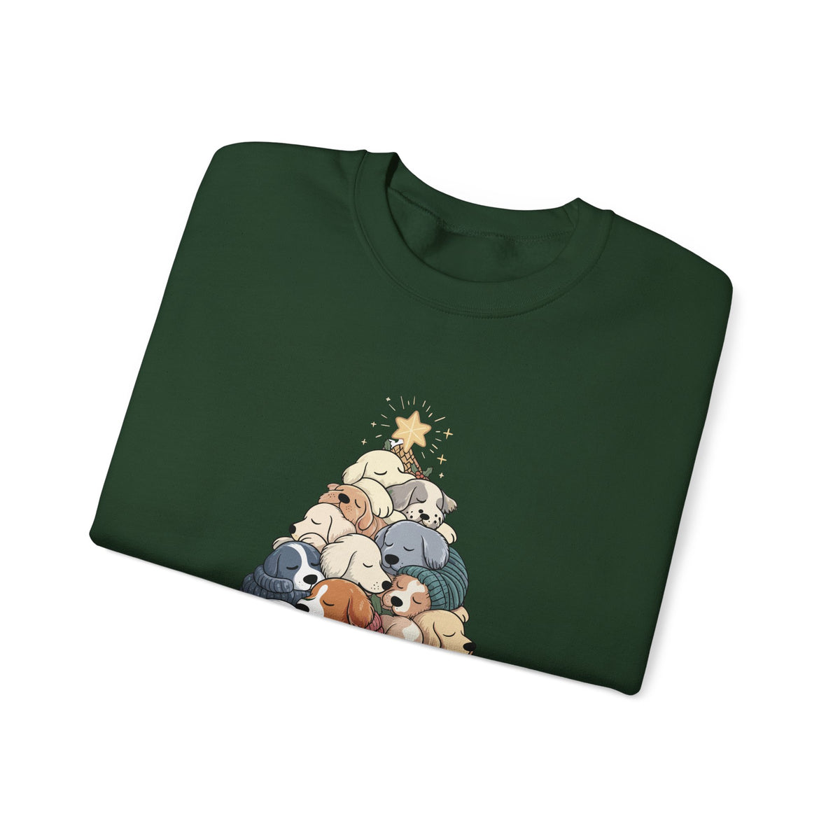 Sleeping Dogs Stacked Christmas Tree Funny Holiday Sweatshirt