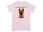 Light pink t-shirt with a cute puppy and "EMOTIONALLY MANIPULATIVE SINCE BIRTH" text.