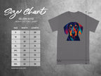 Vibrant Geometric Dog Design on Gray Heavy Cotton T-Shirt
