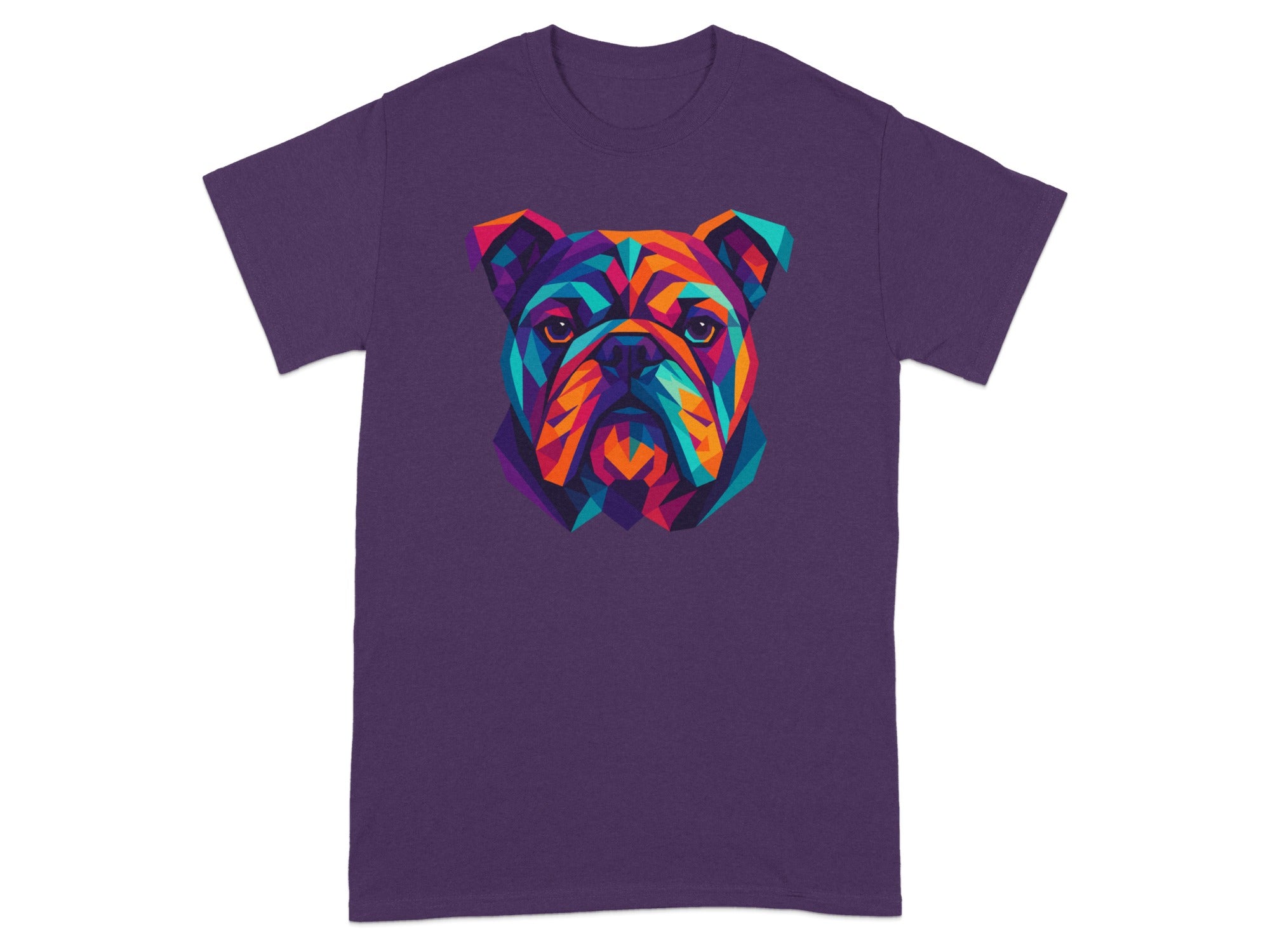 Colorful Geometric Bulldog Graphic Tee Shirt