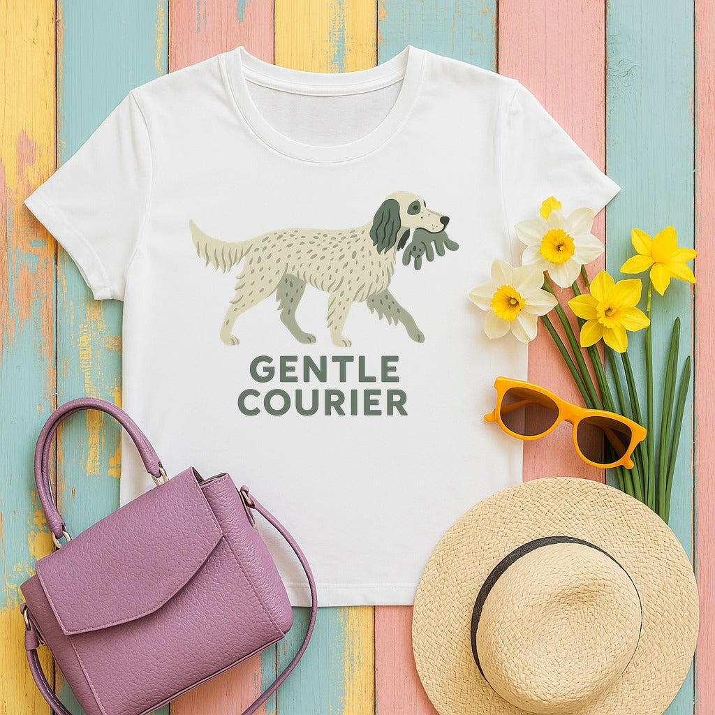 English Setter Gentle Courier Tee in White