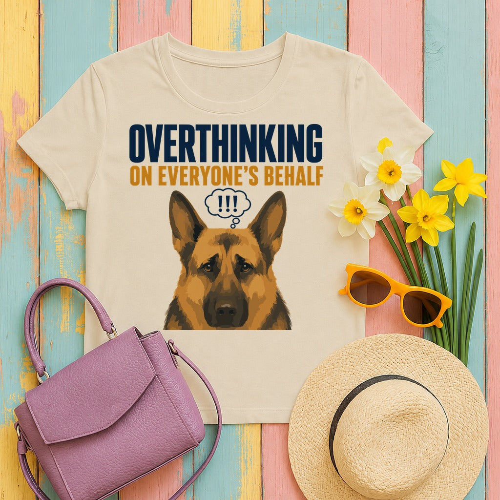 Overthinking German Shepherd T-Shirt in Sand