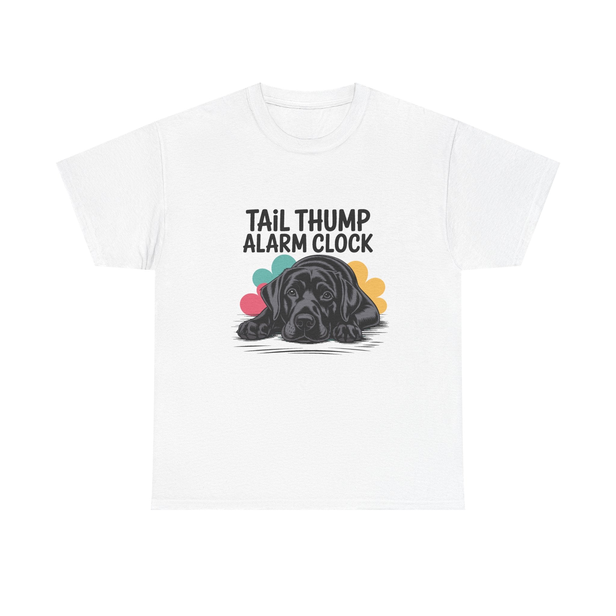 Tail Thump Alarm Clock With Black Dog Illustration T-Shirt