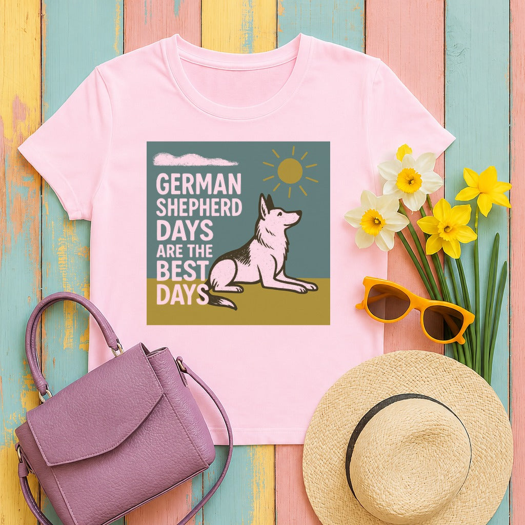 German Shepherd Days Premium Graphic T-Shirt in Light Pink