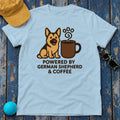 German Shepherd Coffee Power T-Shirt in Light Blue