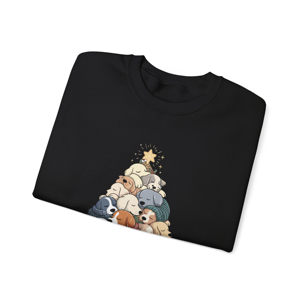 Sleeping Dogs Stacked Christmas Tree Funny Holiday Sweatshirt