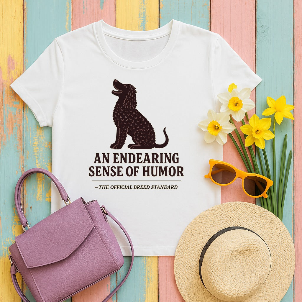 Irish Water Spaniel Endearing Sense Of Humor Tee in White