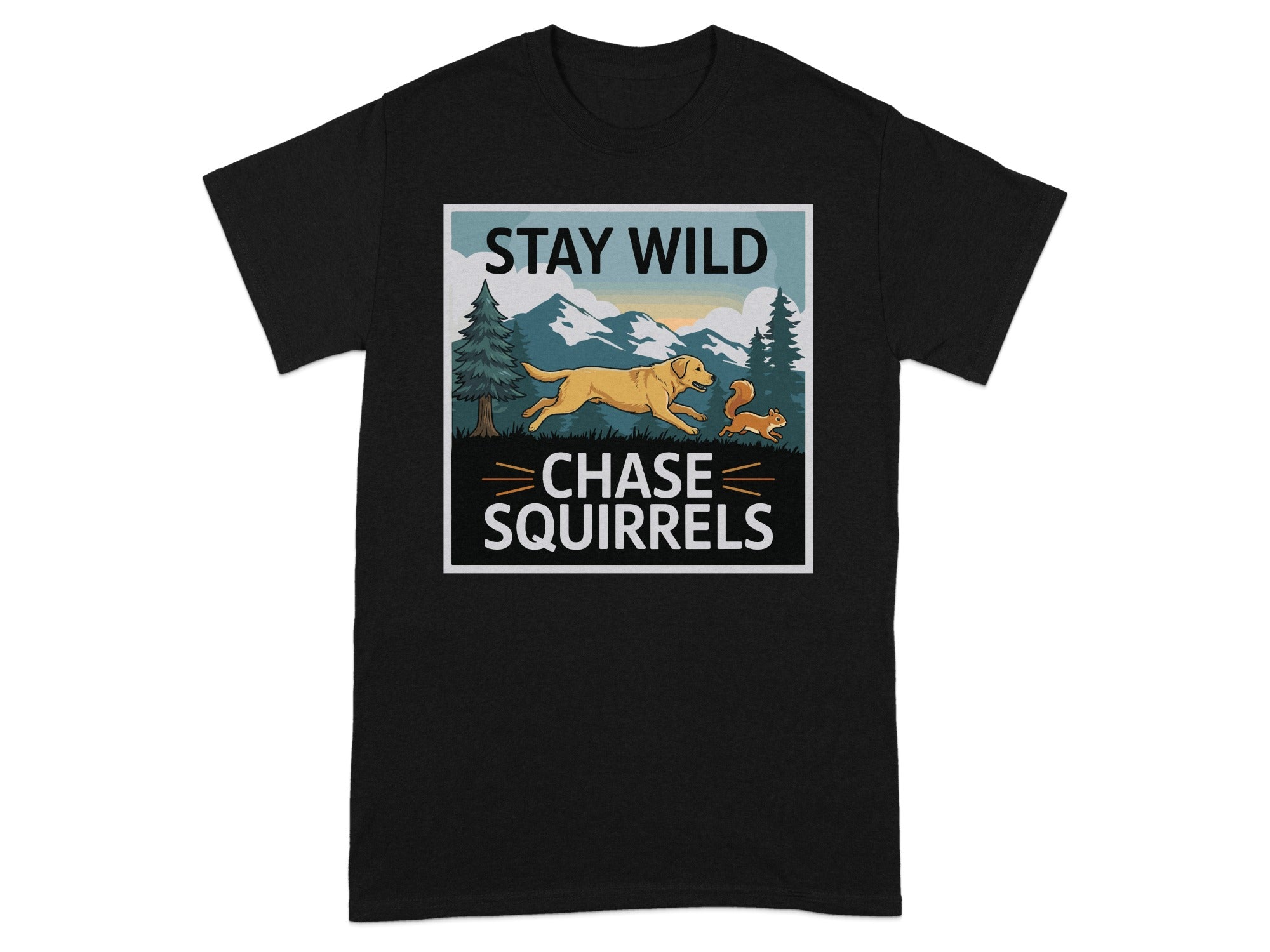 Stay Wild Chase Squirrels Graphic T-Shirt