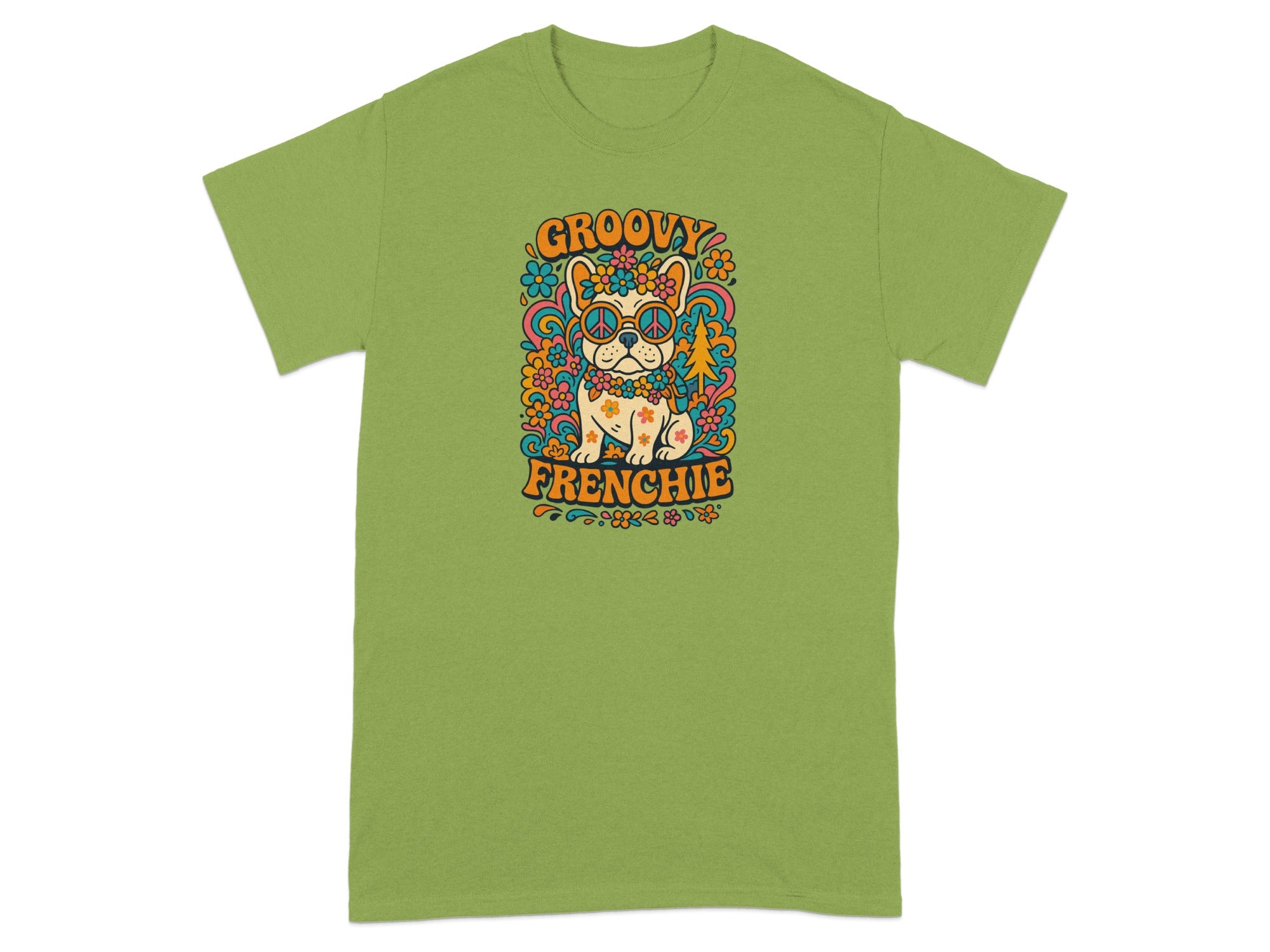 Groovy Frenchie Graphic Tee Fun Dog Theme Shirt