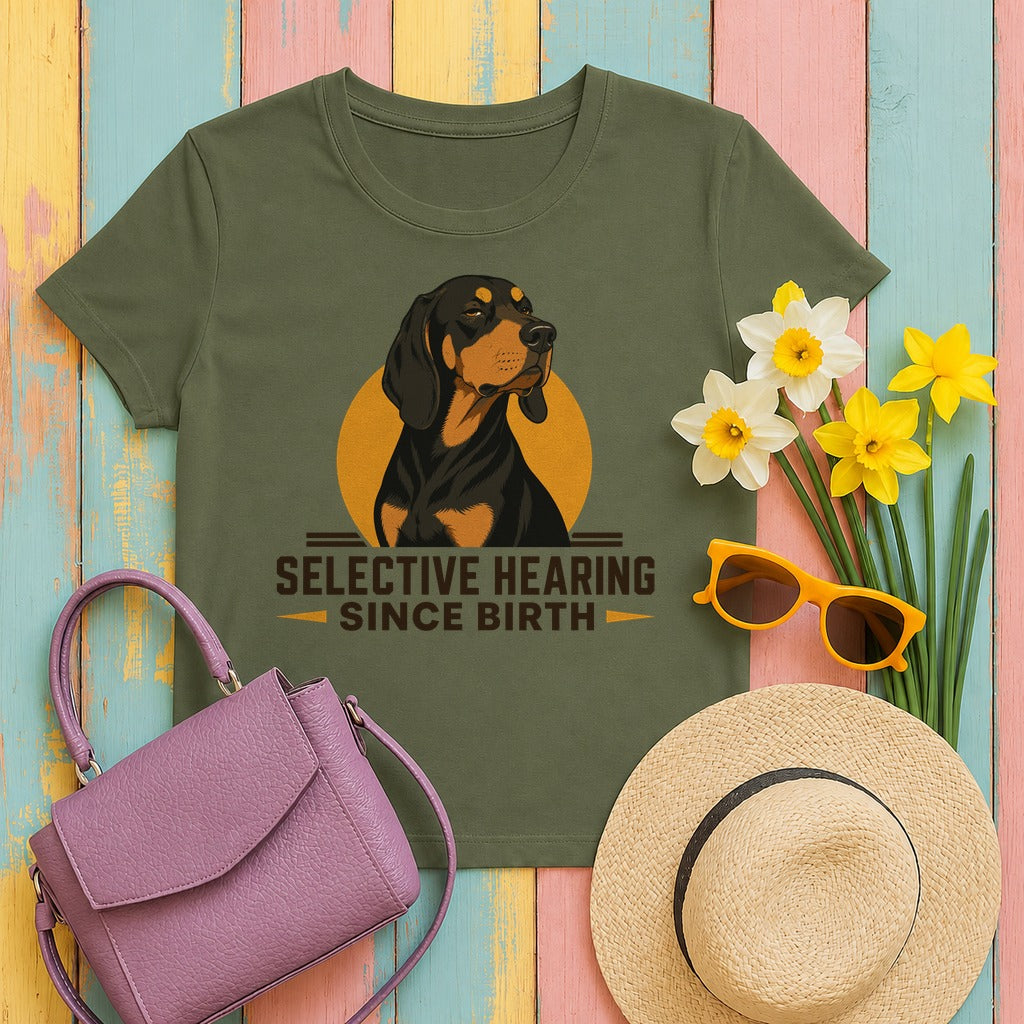 Selective Hearing Coonhound T-Shirt in Military Green