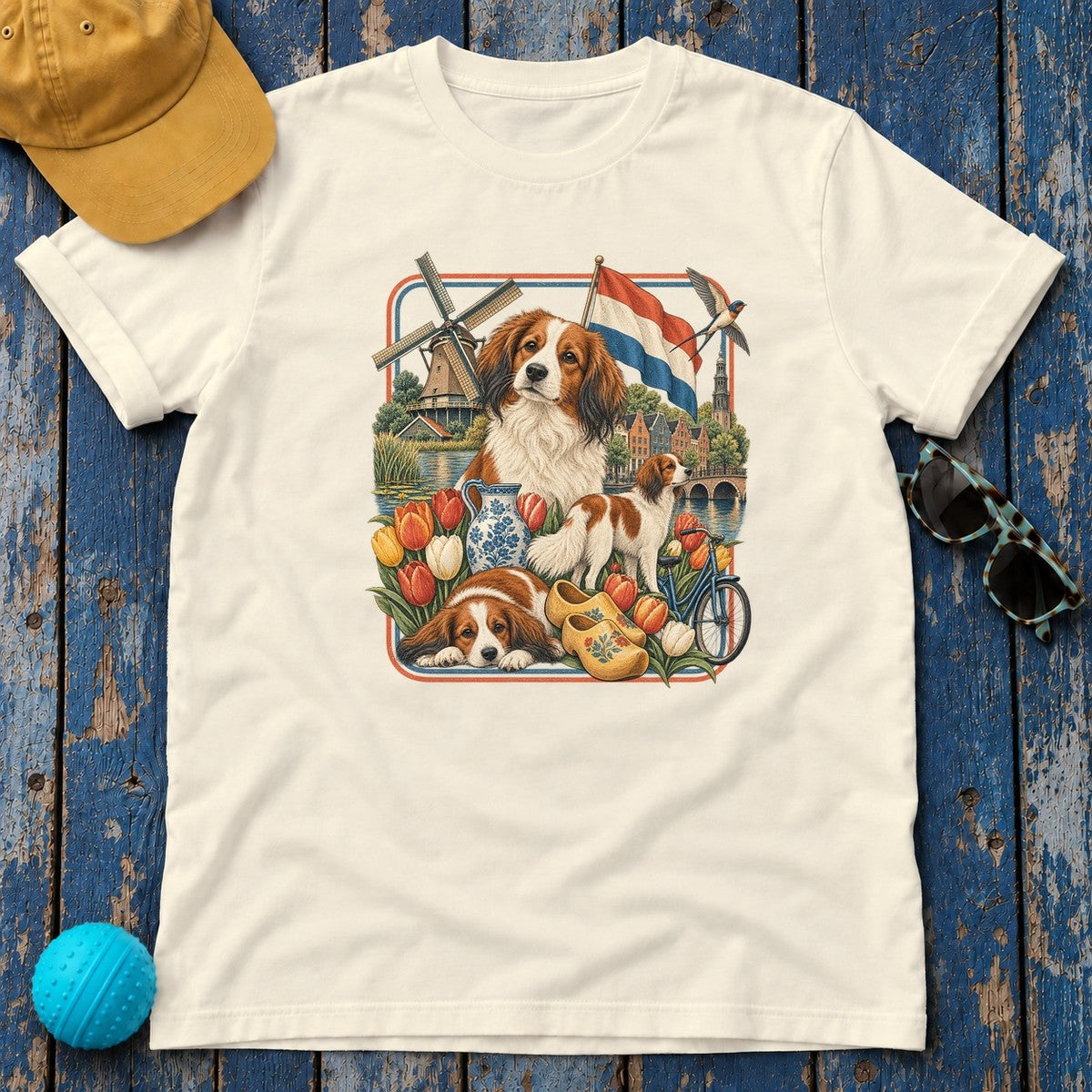 Kooikerhondje Netherlands Heritage T-Shirt in Natural